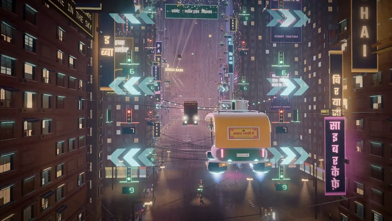 The auto flies into oncoming traffic under bright lane chevrons.
